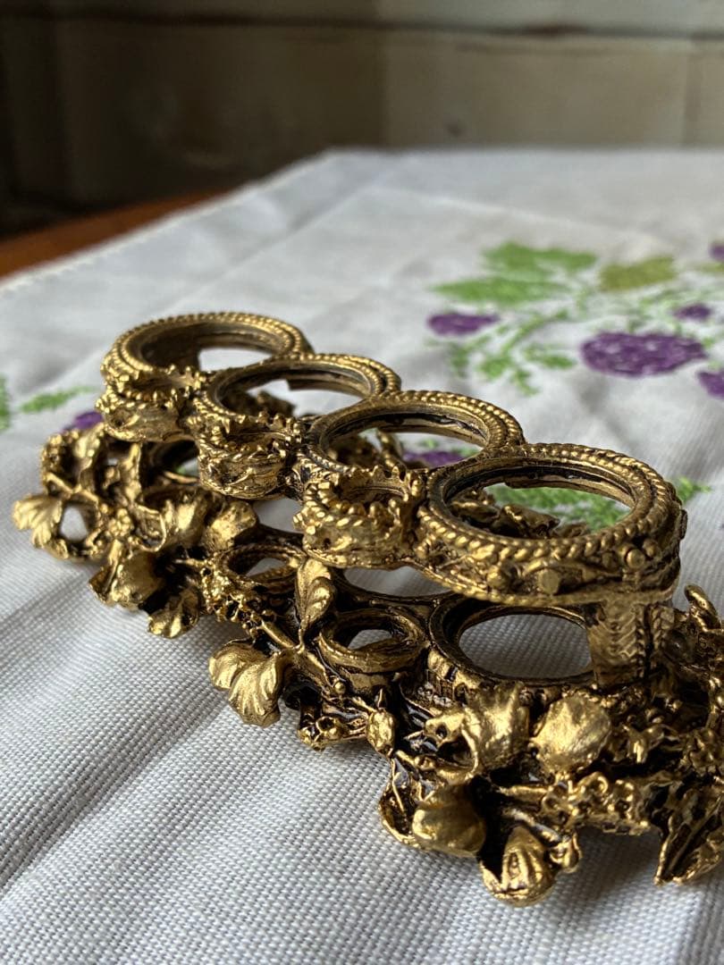 フランス　アンティーク　オルモル　リップスティック　ブラシ　ホルダー　真鍮　レア