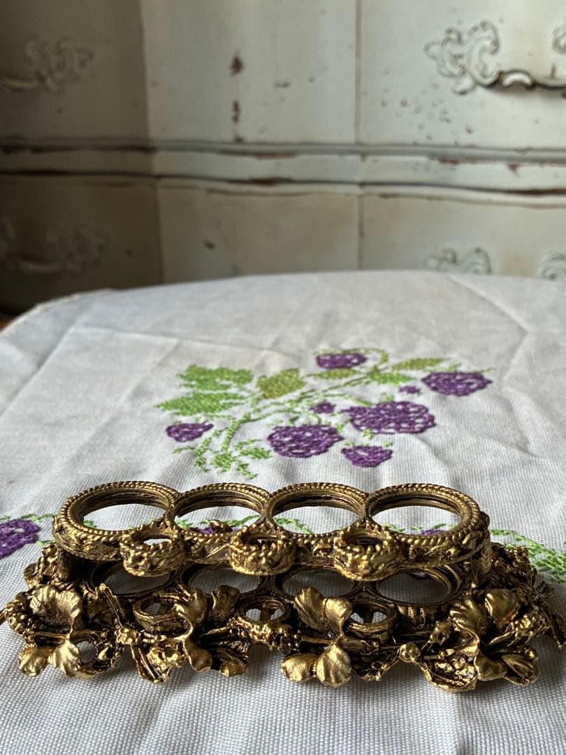 フランス　アンティーク　オルモル　リップスティック　ブラシ　ホルダー　真鍮　レア