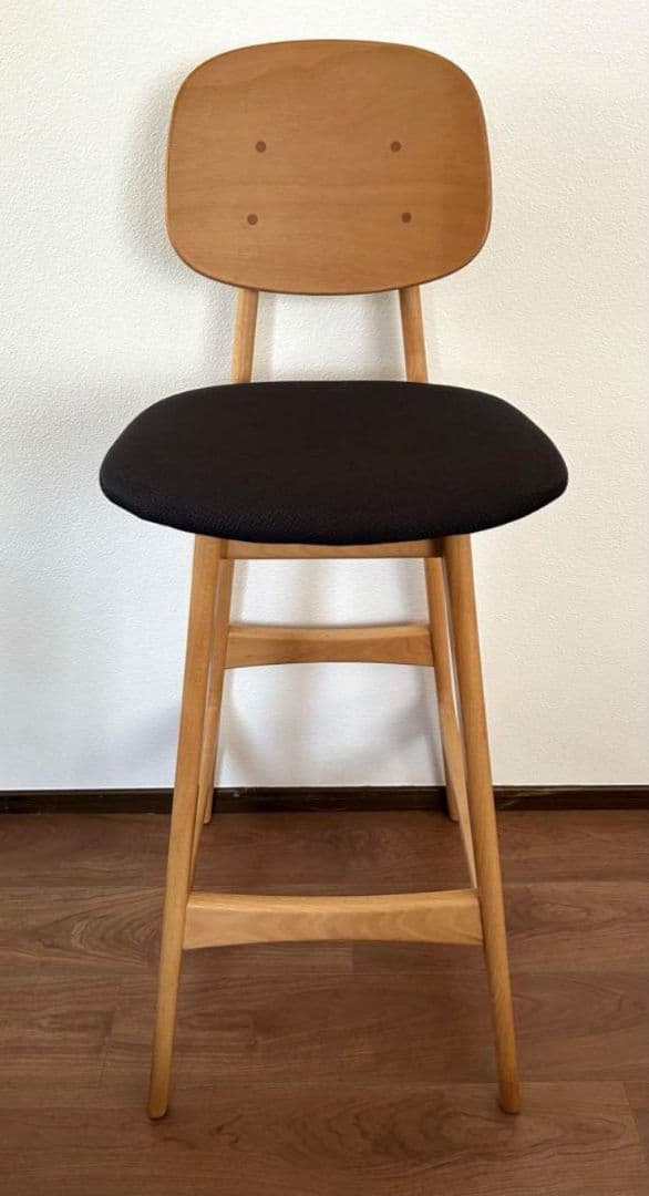 ナチュラル木製バースツール2脚セット