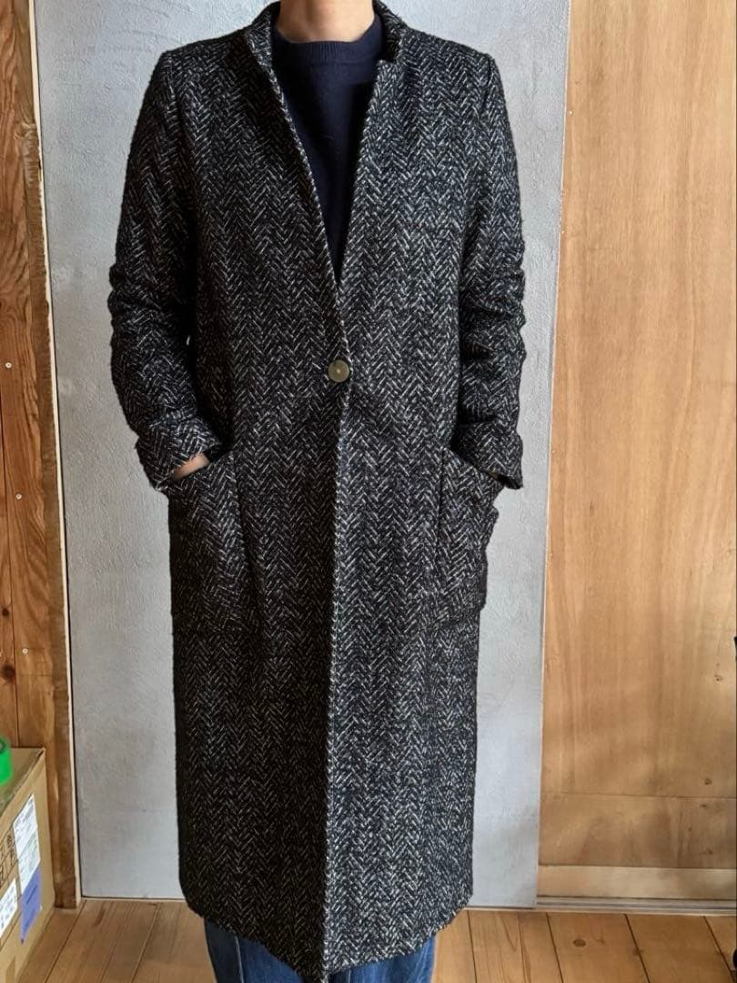 年末セール！ZARA ヘリンボーン柄ロングチェスターコート - メルカリ