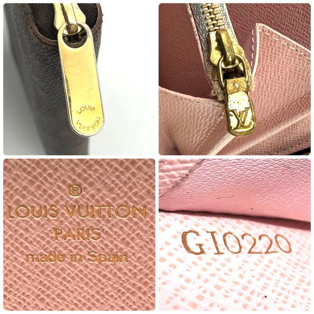 ルイヴィトン ダミエ エベヌ ジッピーウォレット ローズバレリーヌ 長財布