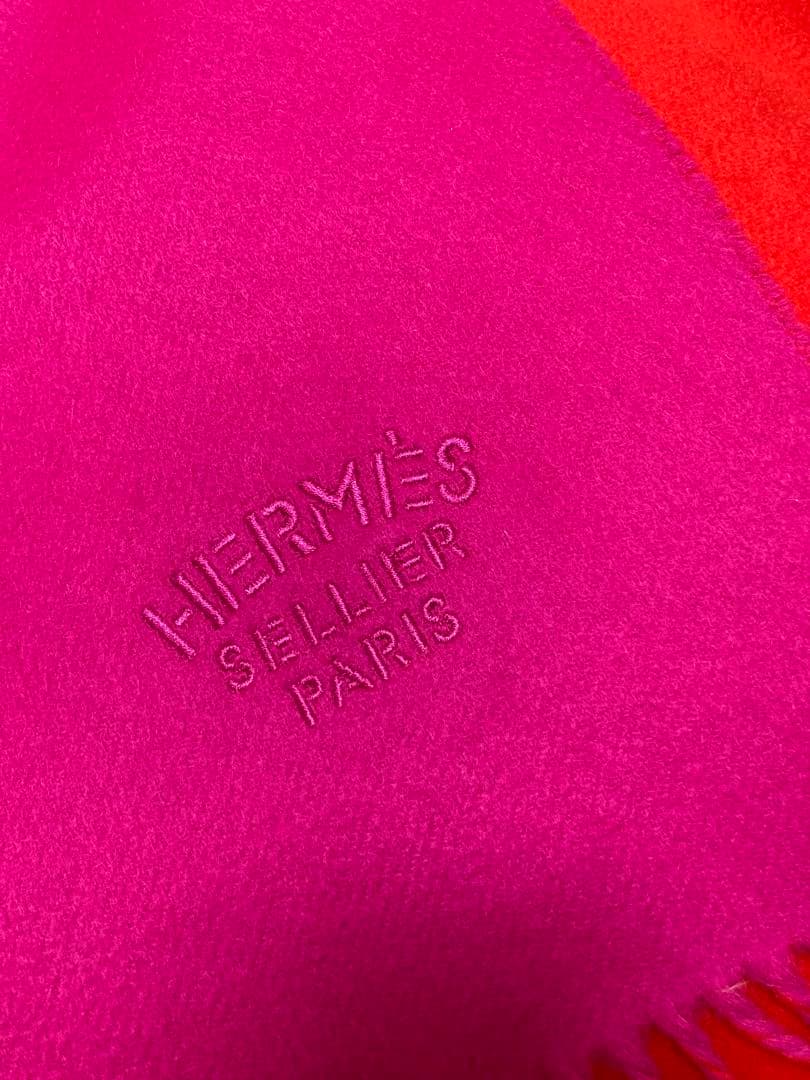 【美品】大判HERMES カシミヤ リバーシブルストール マフラー