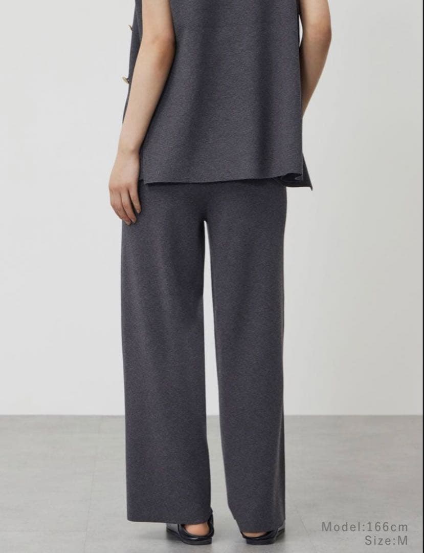 レーヨンブレンドナローニットスカート S ＆ニットパンツ xs ダークグレー