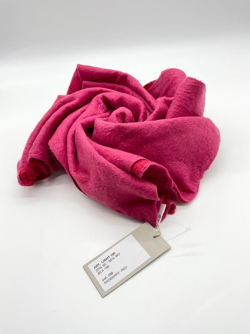 新品】SILVANA MANETTI シルク混ストール レッド×ラズベリー F