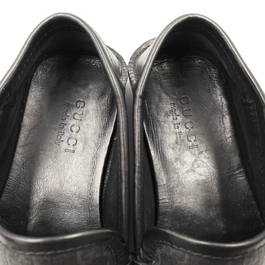 《超美品》GUCCI グッチ ローファー GG柄 本革 PVCレザー ブラック