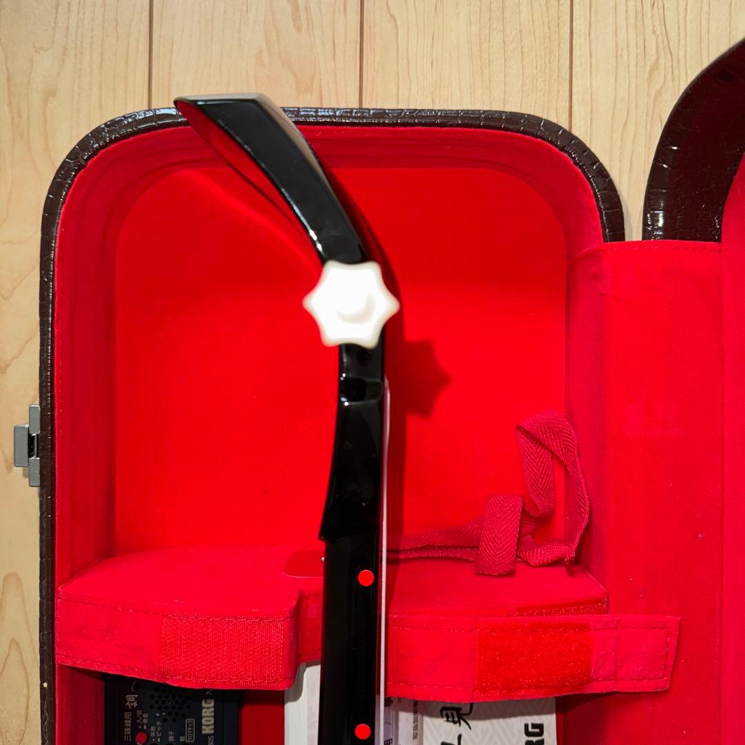 三線 弦楽器 和楽器 楽器 蛇柄 人工皮 ハードケース付き