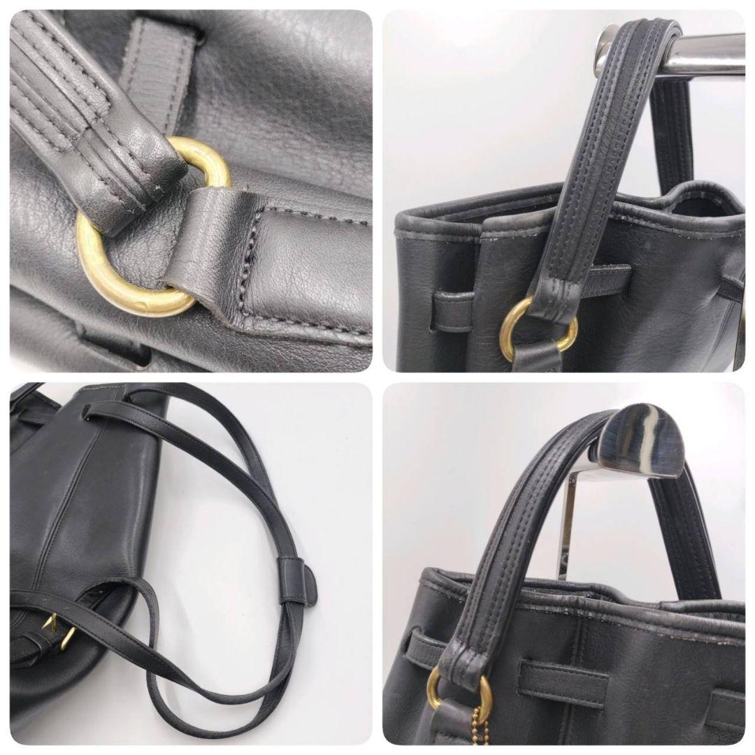 希少 美品✨️オールドCOACH 9992 ターンロック巾着リュック 黒 本革