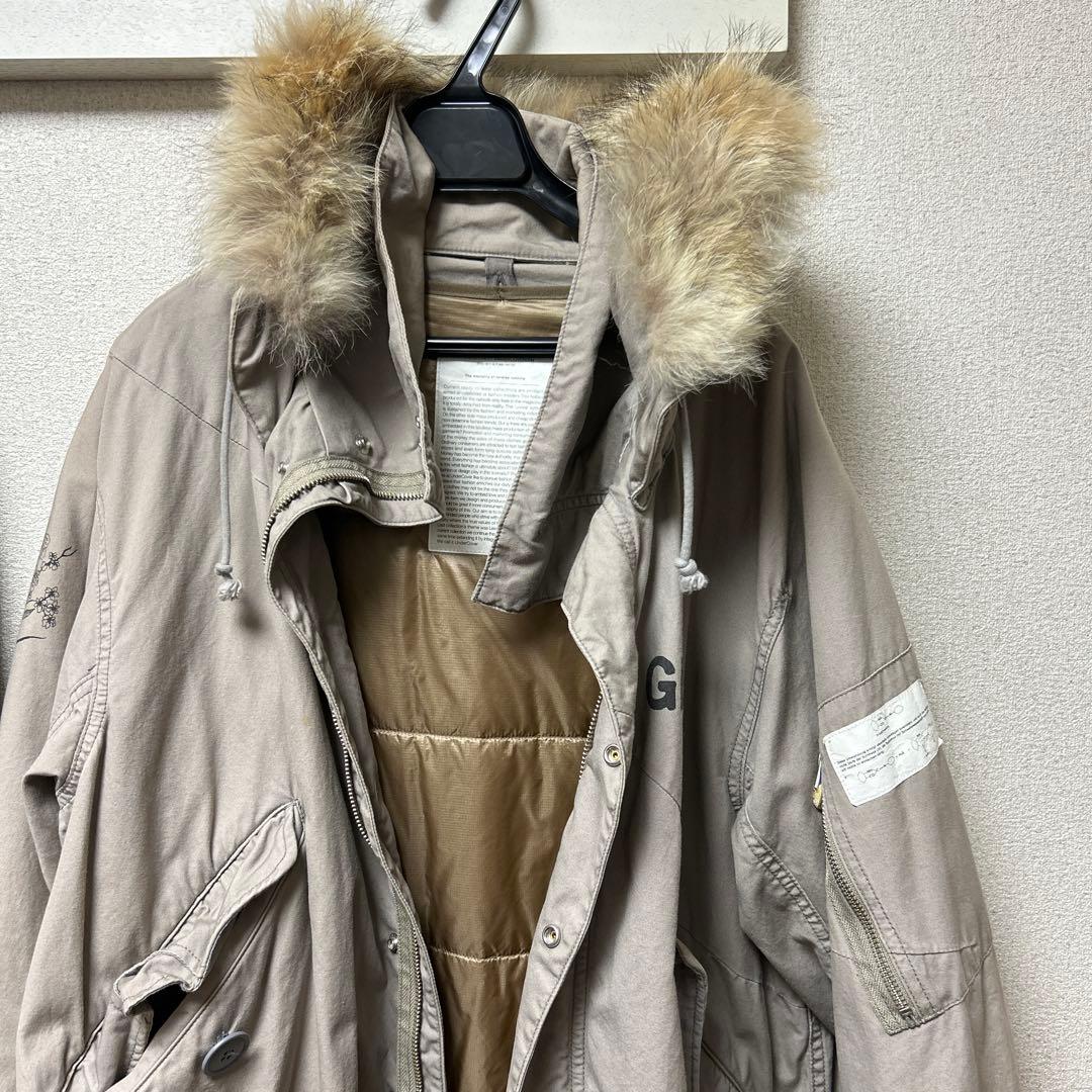 【値下げ】undercoverグレー モッズコート ファー付き