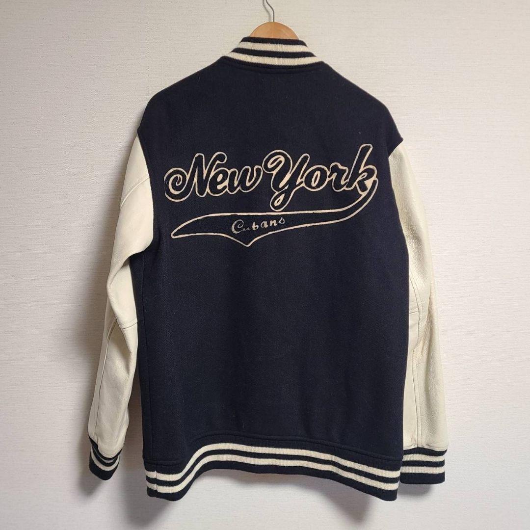 スピリチュアルボール スタジャン 袖切替 レザー ウール NY ワッペン