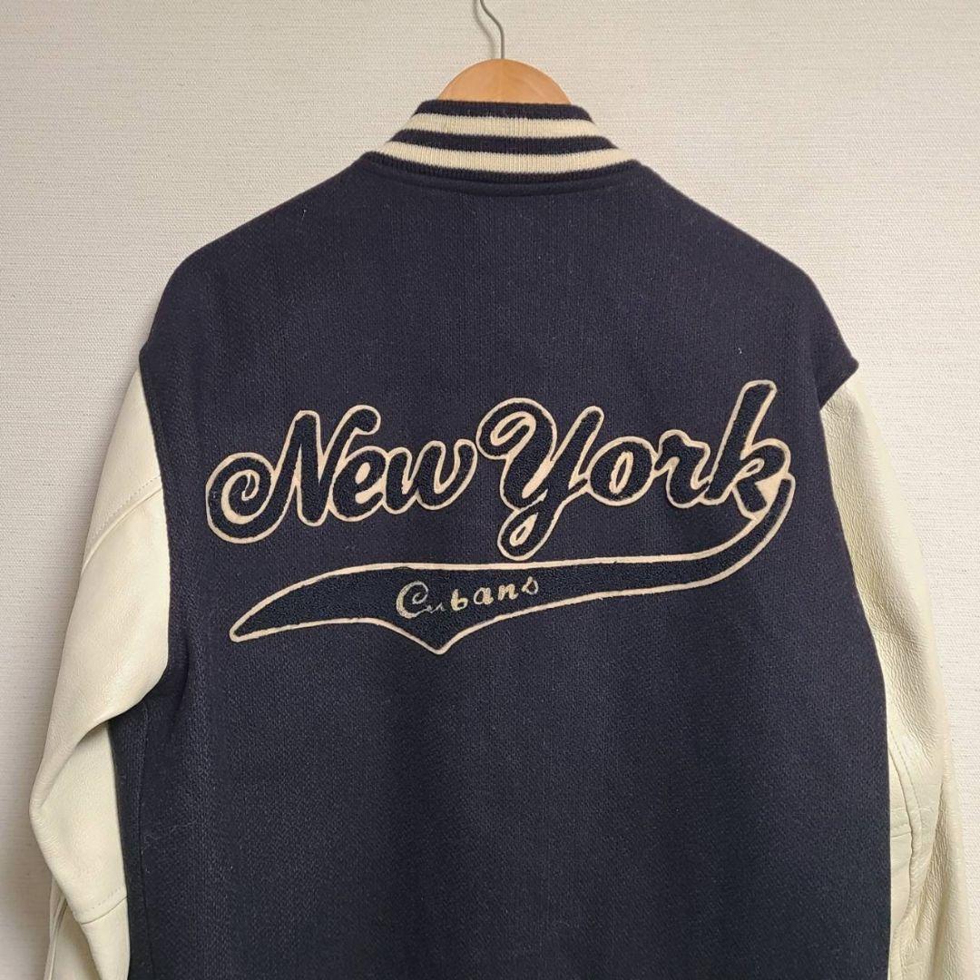 スピリチュアルボール スタジャン 袖切替 レザー ウール NY ワッペン