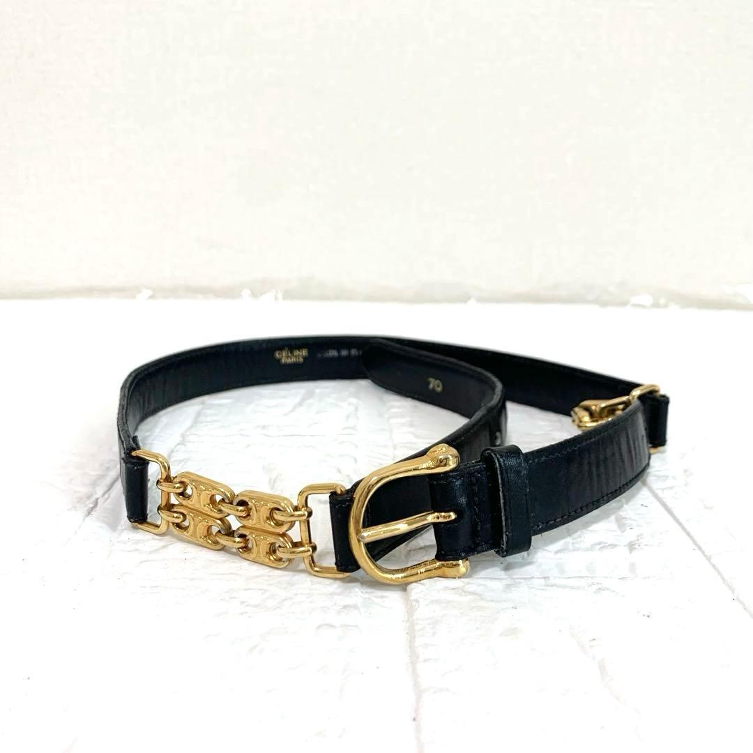 希少　CELINE セリーヌ　ベルト　トリオンフ　ブラック　ゴールド