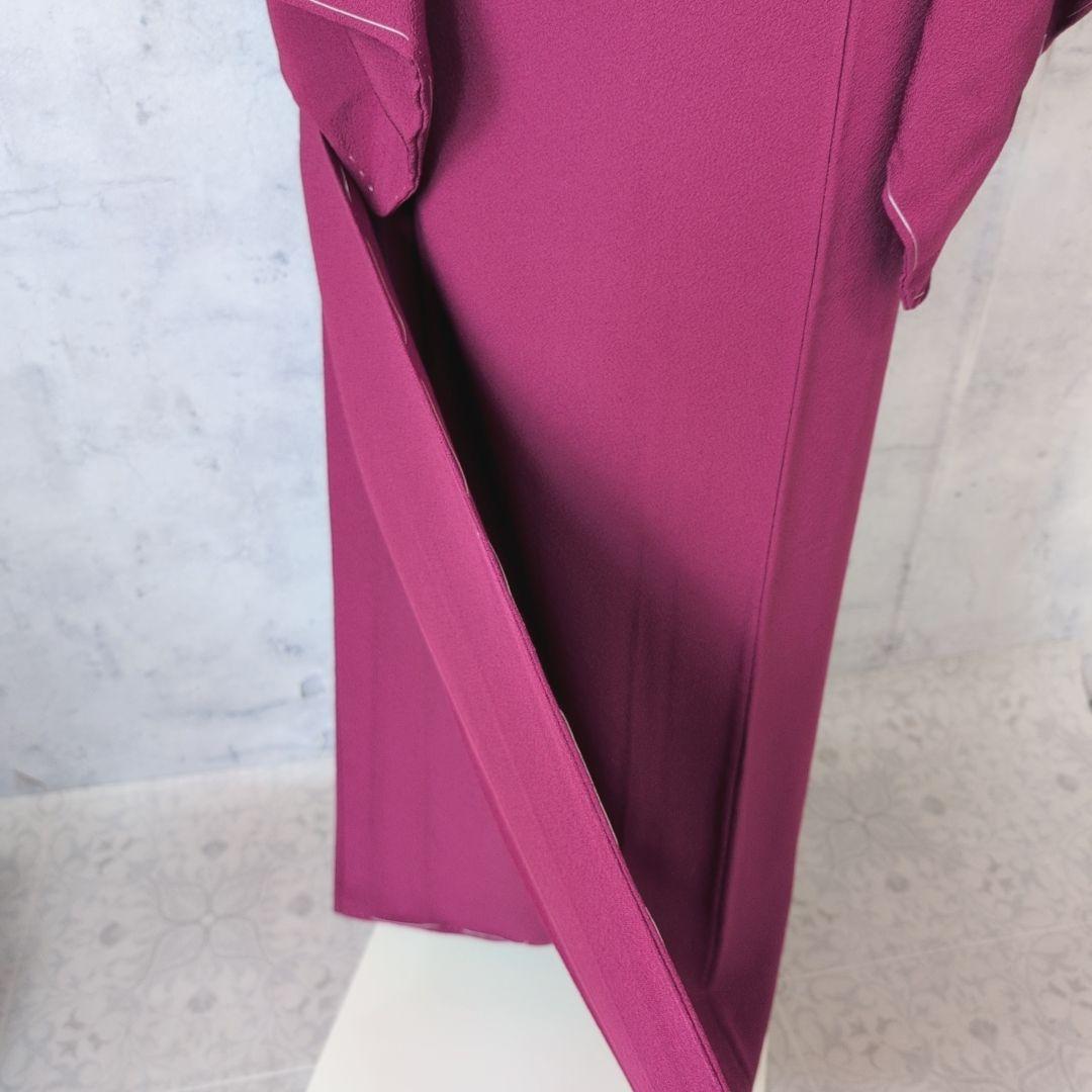 色無地 着物 フルセット 正絹 マゼンタ 赤紫 しつけ糸 O10 - メルカリ