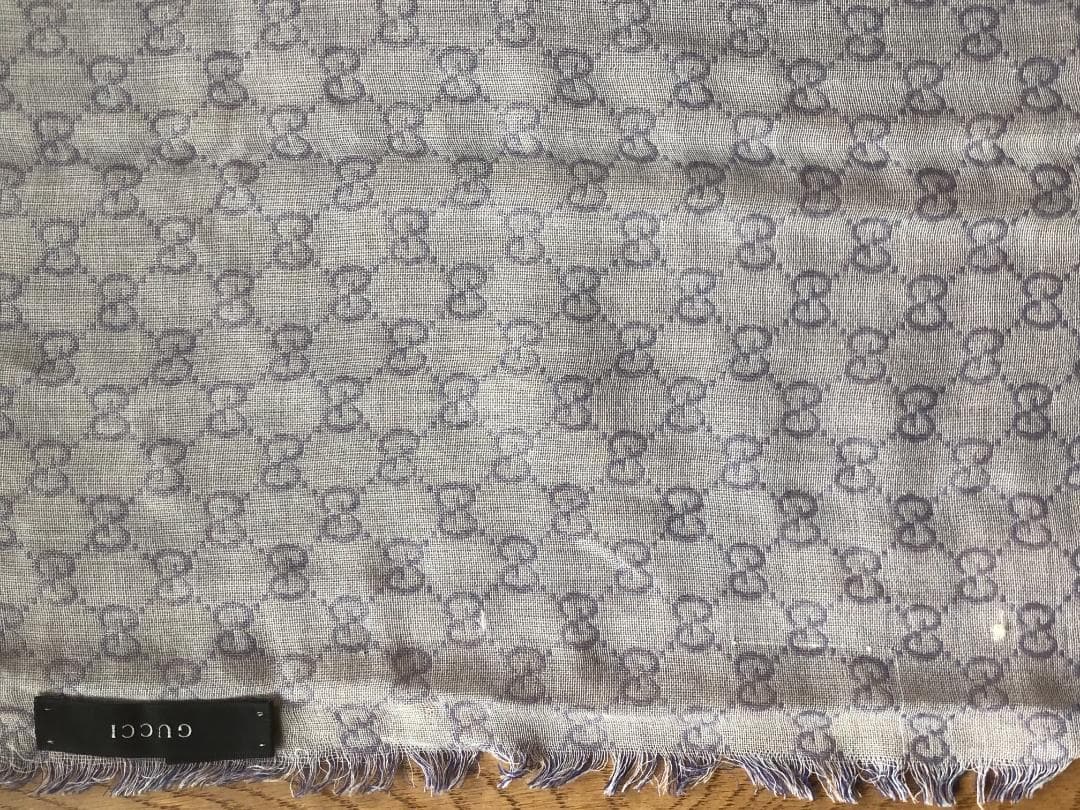 GUCCI GGロゴマフラー グレー 100%コットン イタリア製