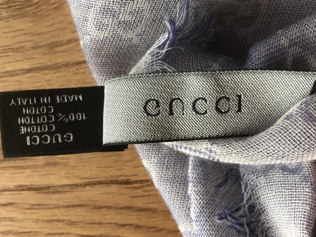 GUCCI GGロゴマフラー グレー 100%コットン イタリア製