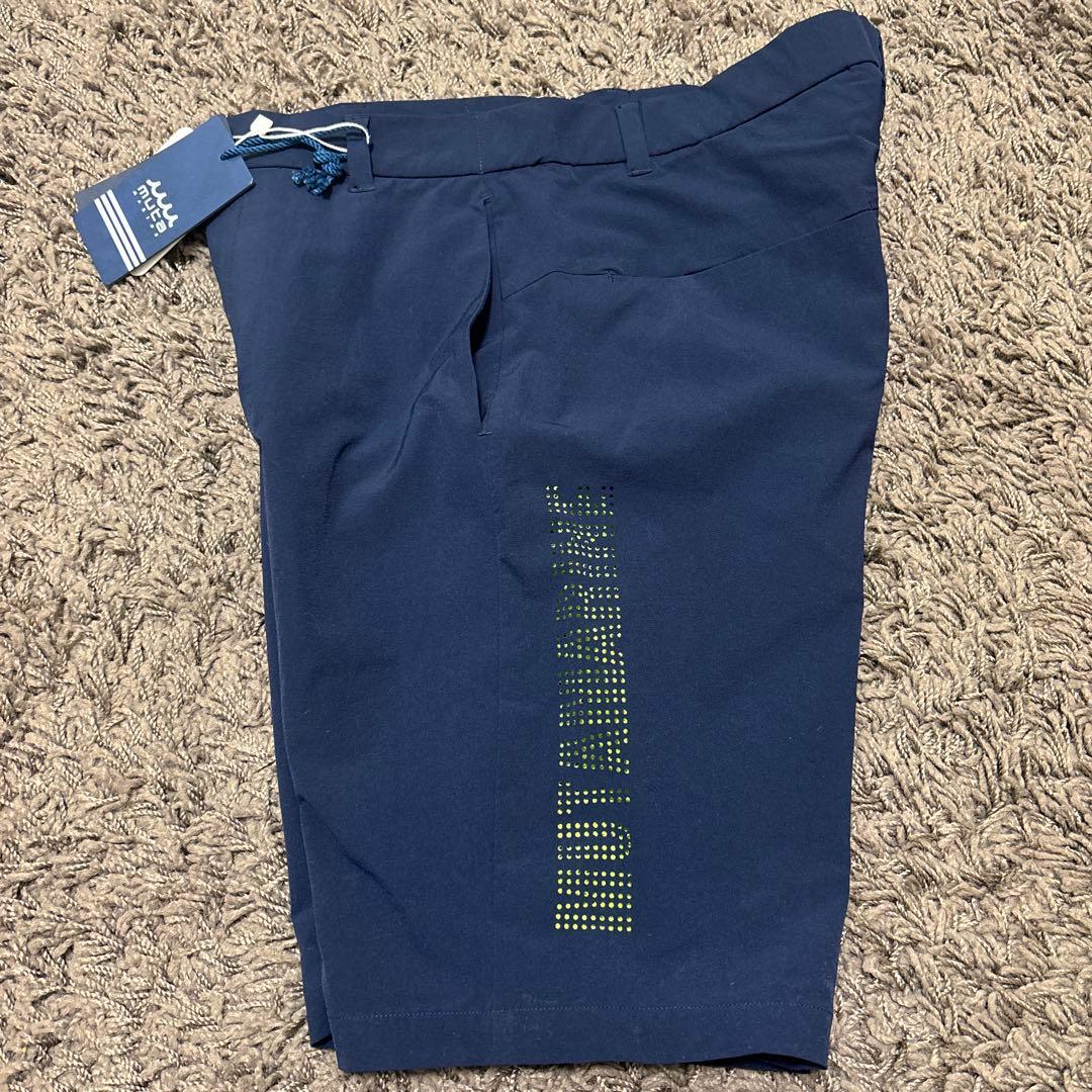 《新品未使用》ムータマリン　ネイビー ハーフパンツ 両側面ロゴ入り