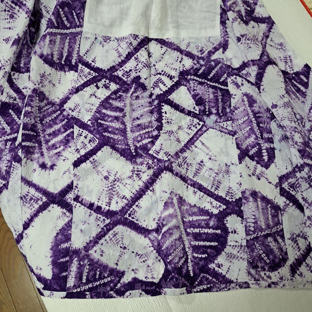 絞り浴衣 有松絞り 大きな葉っぱ 南部紫根染め