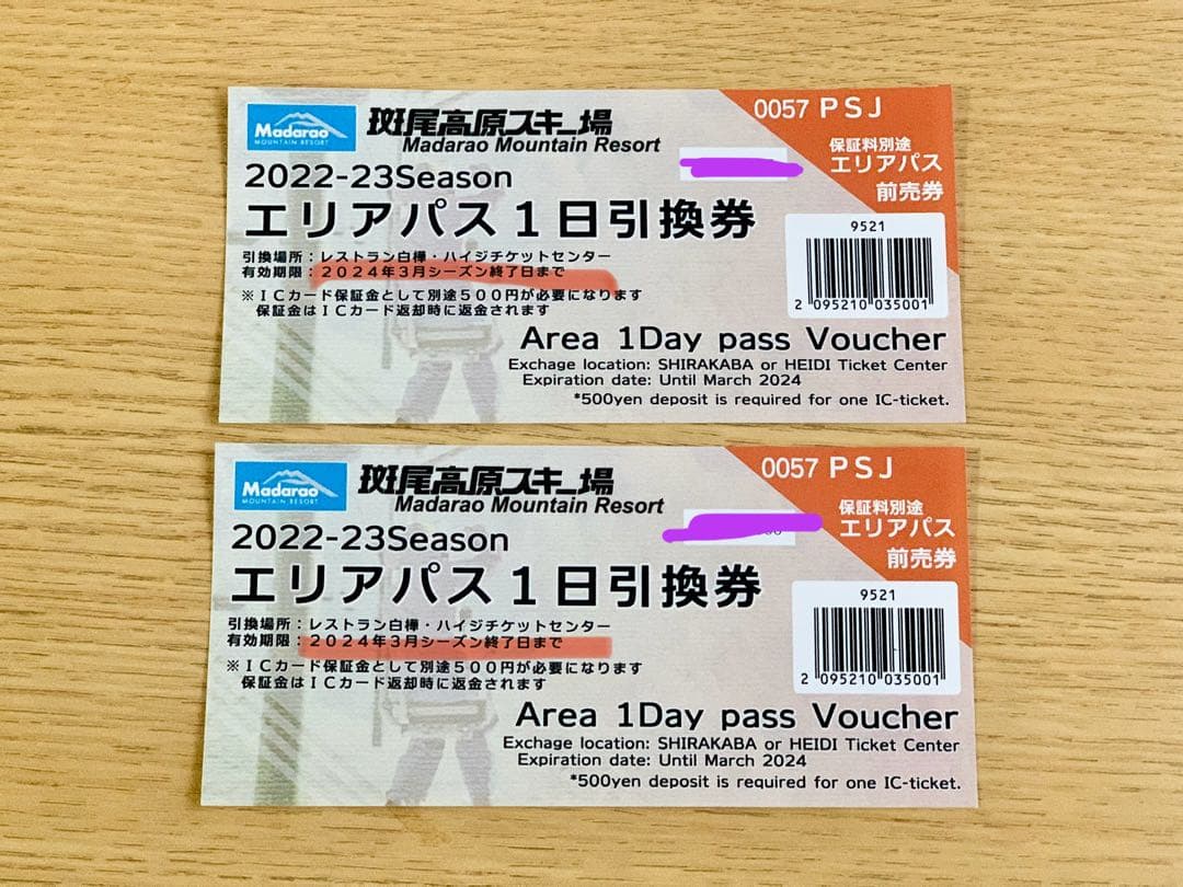 2022-24 斑尾高原スキー場1日リフト引換券2枚セット斑尾高原
