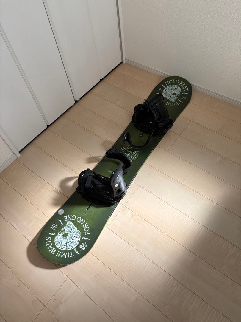 スノーボード（バートン）、ビンディング（バートン）、ブーツ（サロモン）、ゴーグル