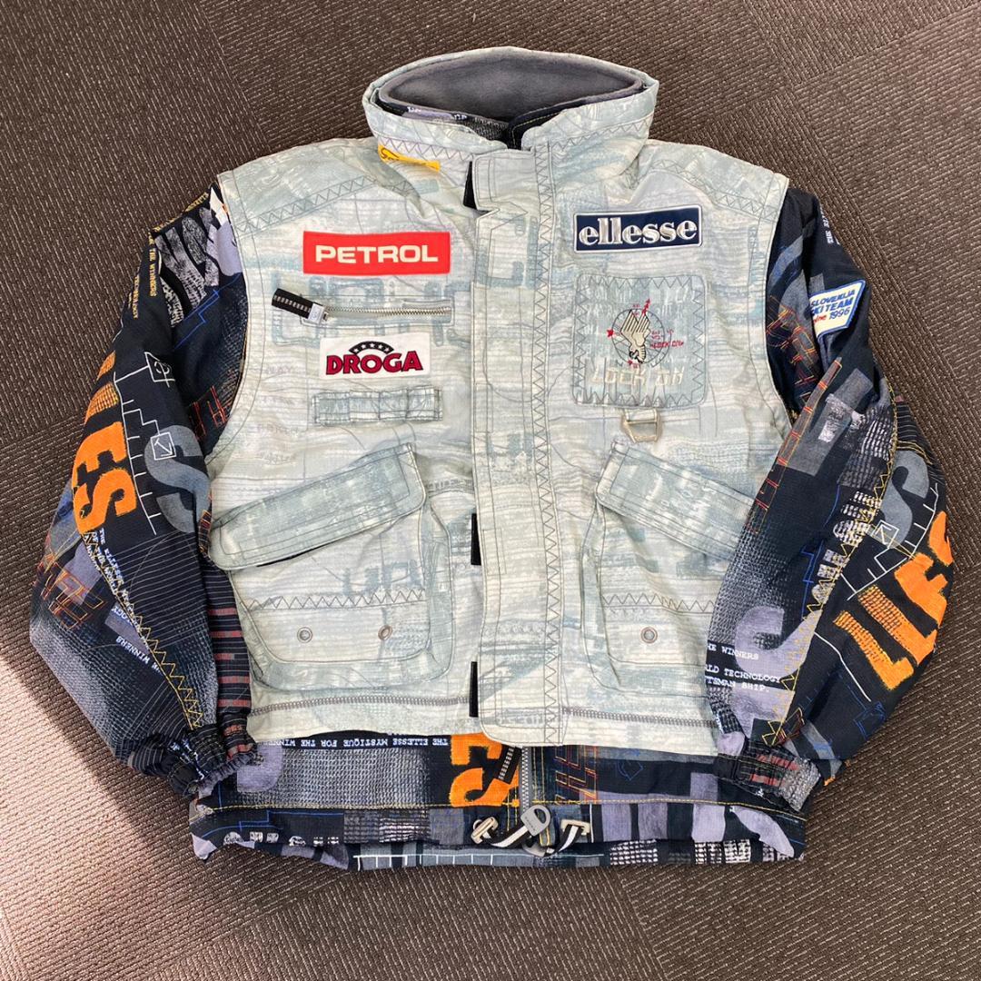 上下セット ellesse エレッセ スキーウェア M ヴィンテージ ワッペン