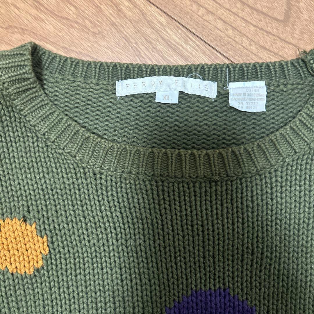 PERRY ELLIS ドット　コットンニット　90s 総柄