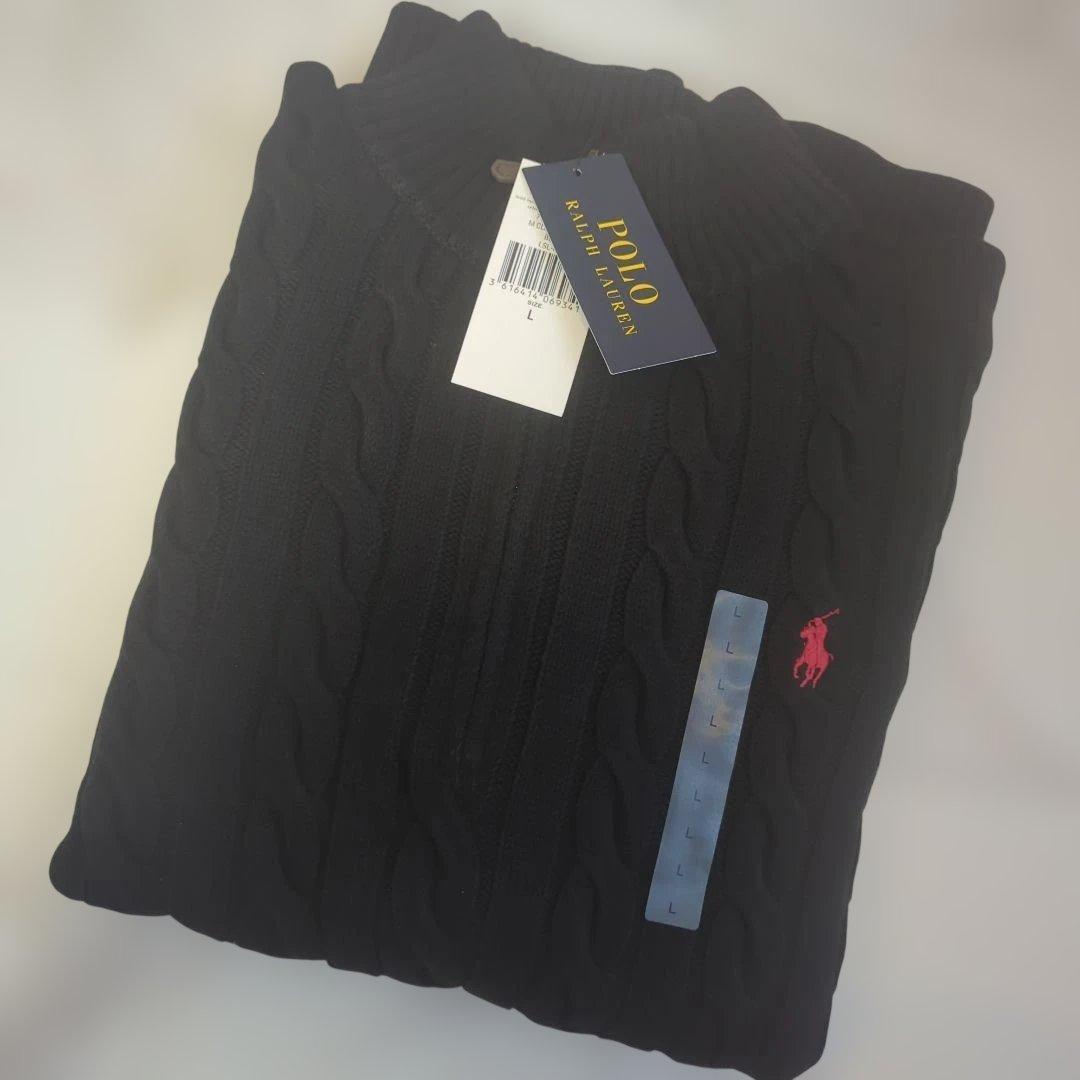 【新品】ポロラルフローレン ハーフジップ ケーブルニット ブラック L