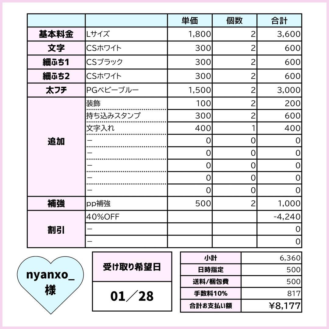 nyanxo_様専用ページ♡0128ネームボード うちわ文字 連結文字 オーダー