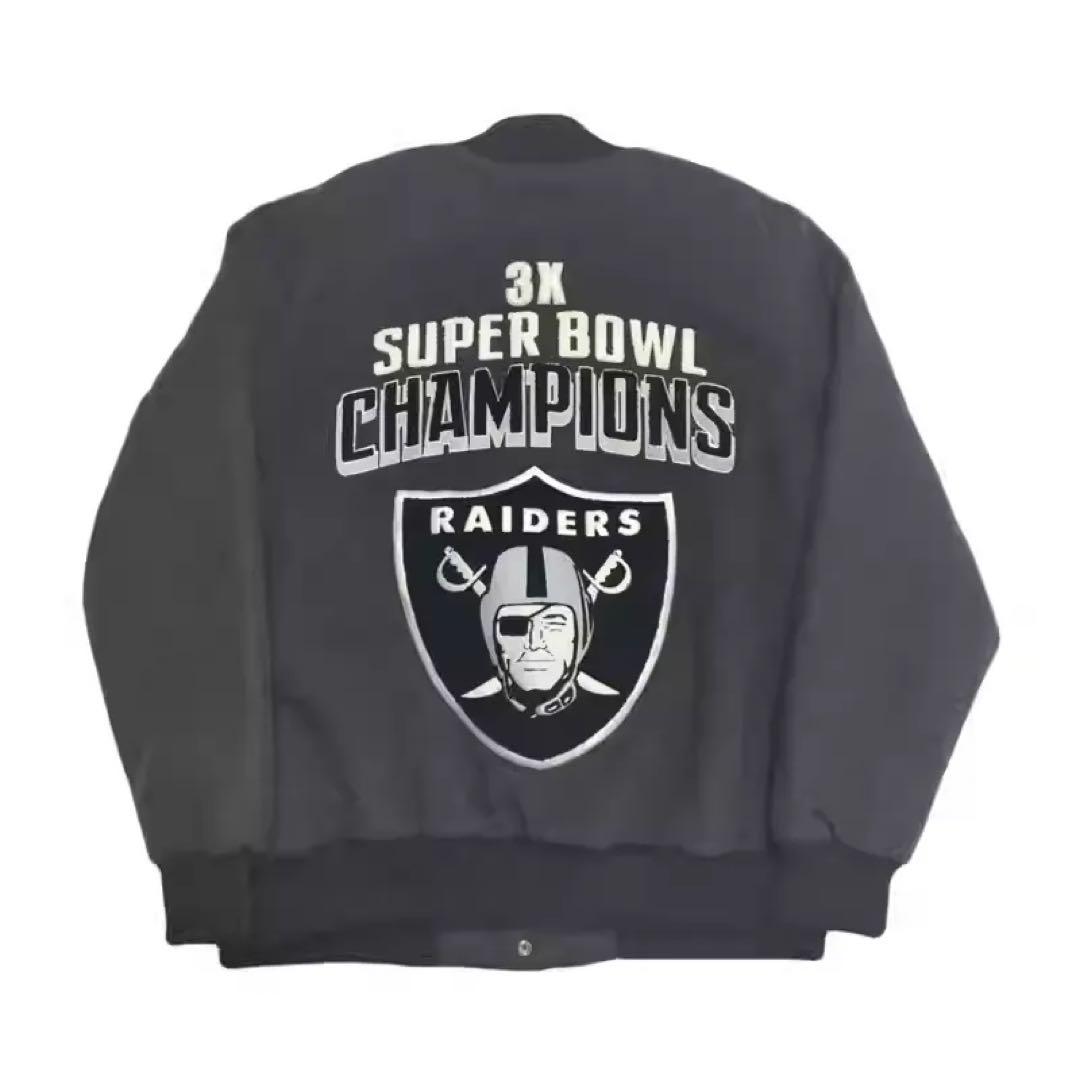 NFL ラスベガス レイダース チャンピオン 刺繍 スタジャン ジャケット XL