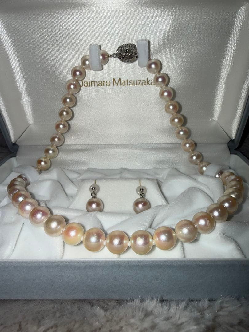 《未使用》大丸松坂屋9-9. 5mm大玉アコヤ真珠　ネックレス&ピアス