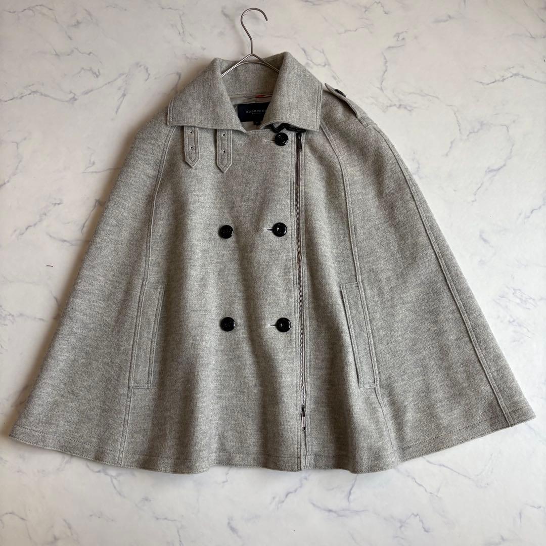 極美品 バーバリーロンドン ケープコート ポンチョ ウール Aライン フリー