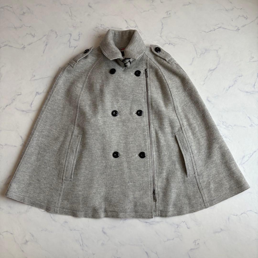 極美品 バーバリーロンドン ケープコート ポンチョ ウール Aライン フリー