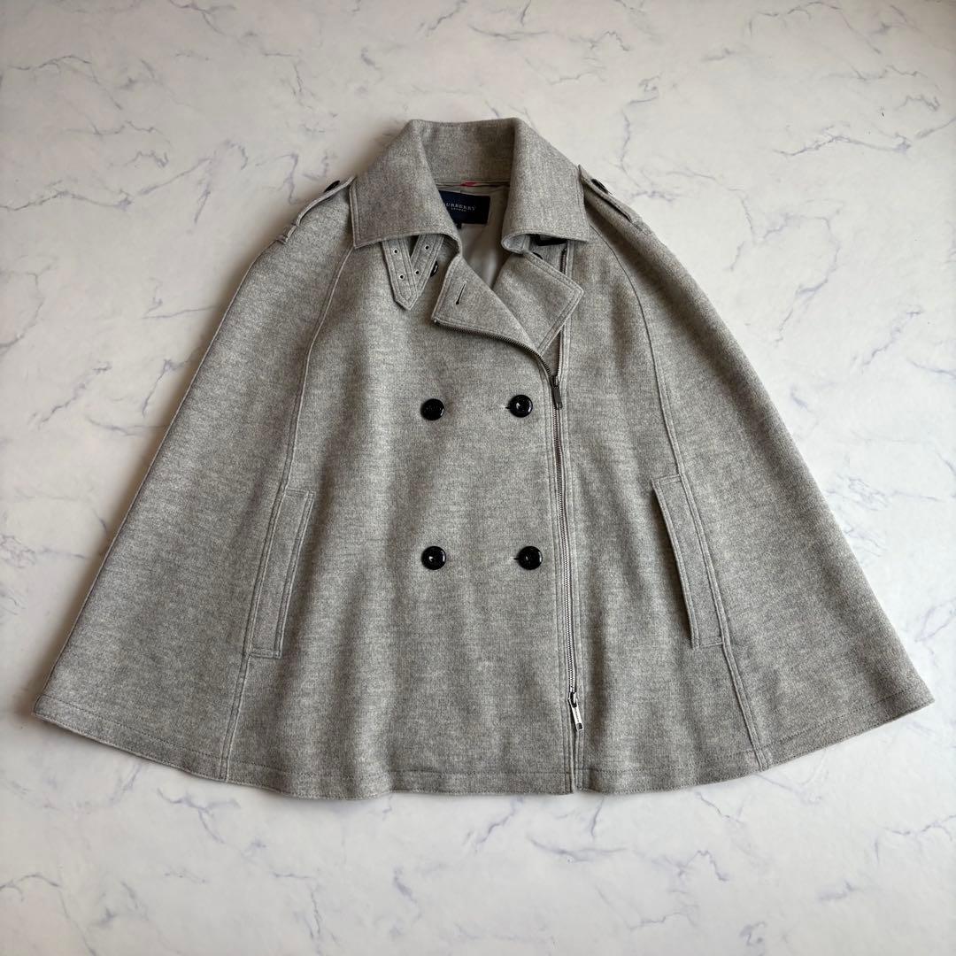 極美品 バーバリーロンドン ケープコート ポンチョ ウール Aライン フリー