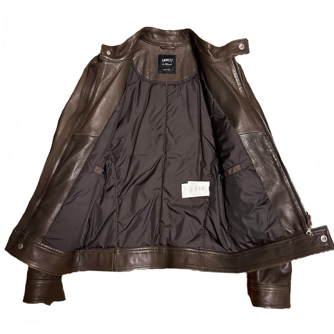 EMMETI 新品未使用タグ付き 羊革 ラムレザー ジャケット ブラウン