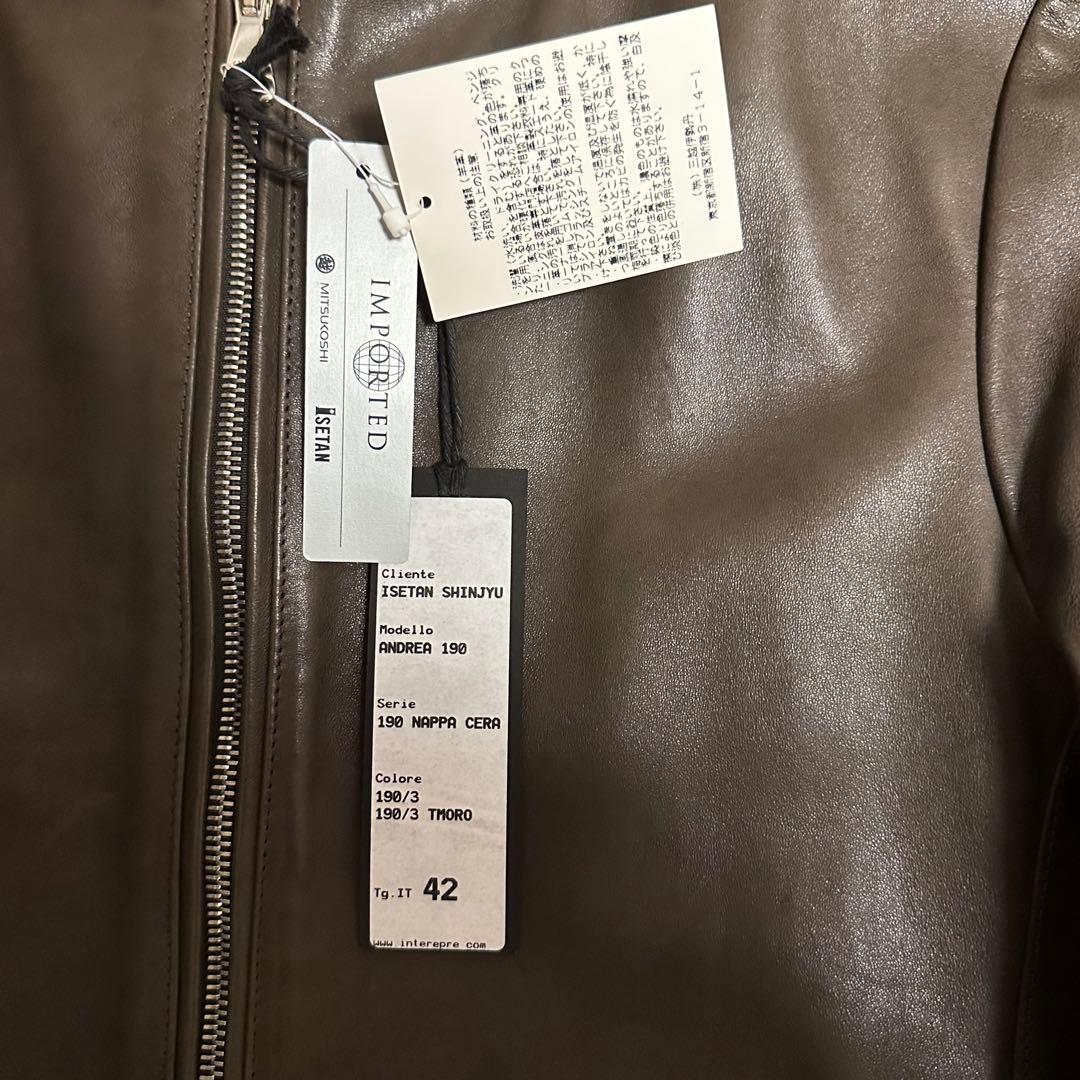 EMMETI 新品未使用タグ付き 羊革 ラムレザー ジャケット ブラウン