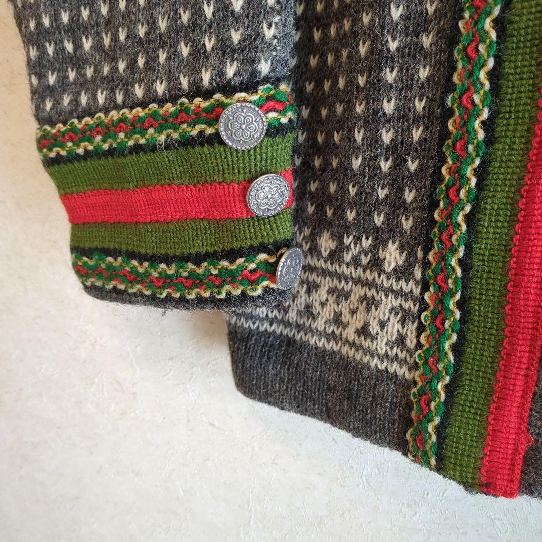 80sヴィンテージNordstikkノルディックウールニットカーディガン（厚手）