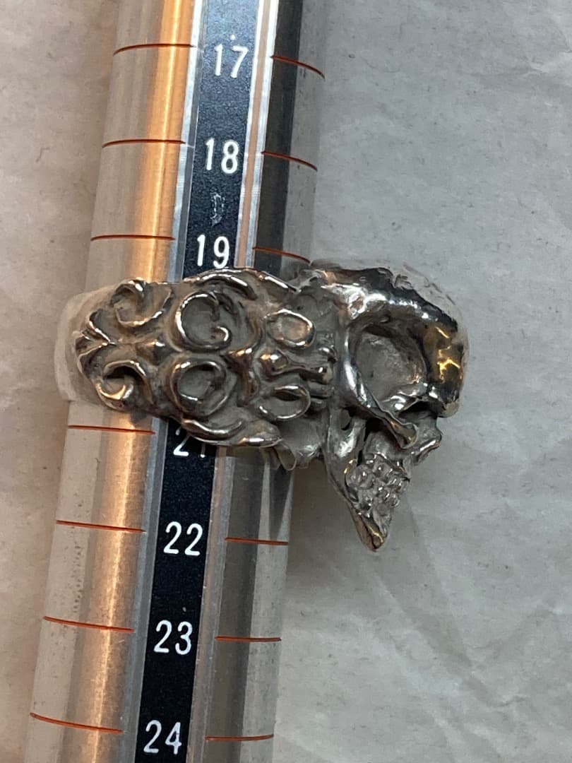 刻印 ごつい 骸骨 スカル ドクロ シルバー 925 リング 骨太 モンスター