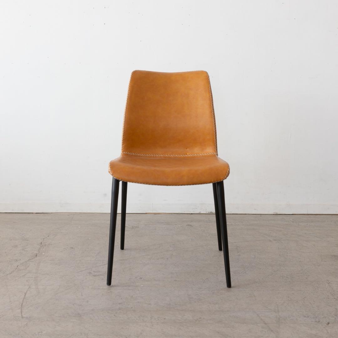 キャメル色ソフトレザー ダイニングチェア