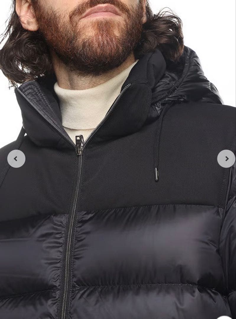 【美品】Herno【ヘルノ】素材切り替えダウン　フード脱着可能　サイズ46 黒