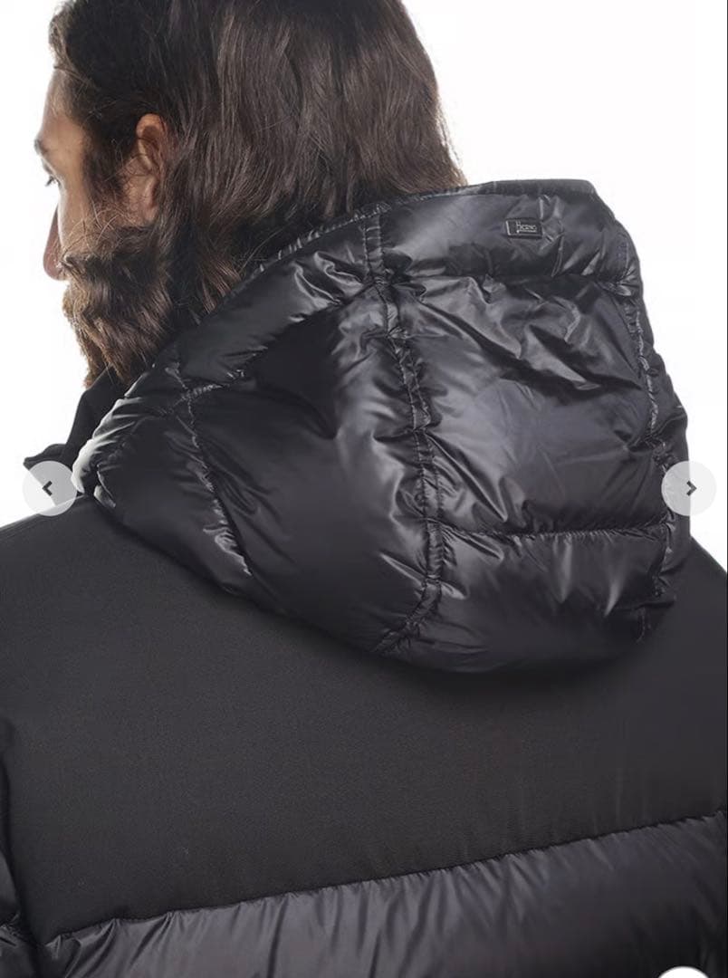 【美品】Herno【ヘルノ】素材切り替えダウン　フード脱着可能　サイズ46 黒