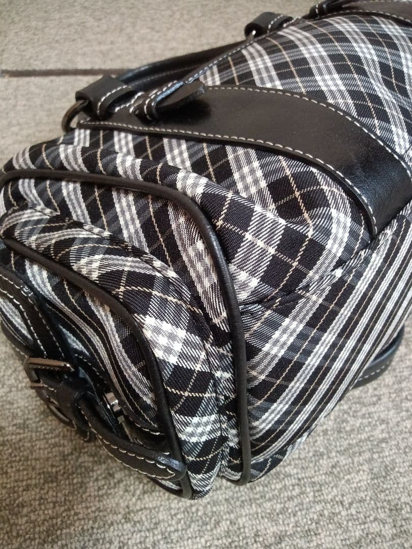 バーバリーブルーレーベル マイクロ チェック ボストン ブラック 希少