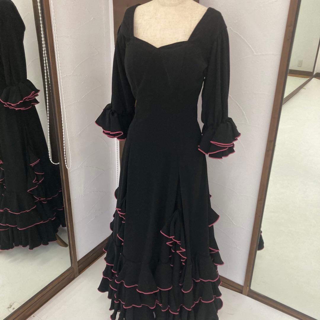 良品 フラメンコ衣装 ロングワンピース ティアード ロングドレス