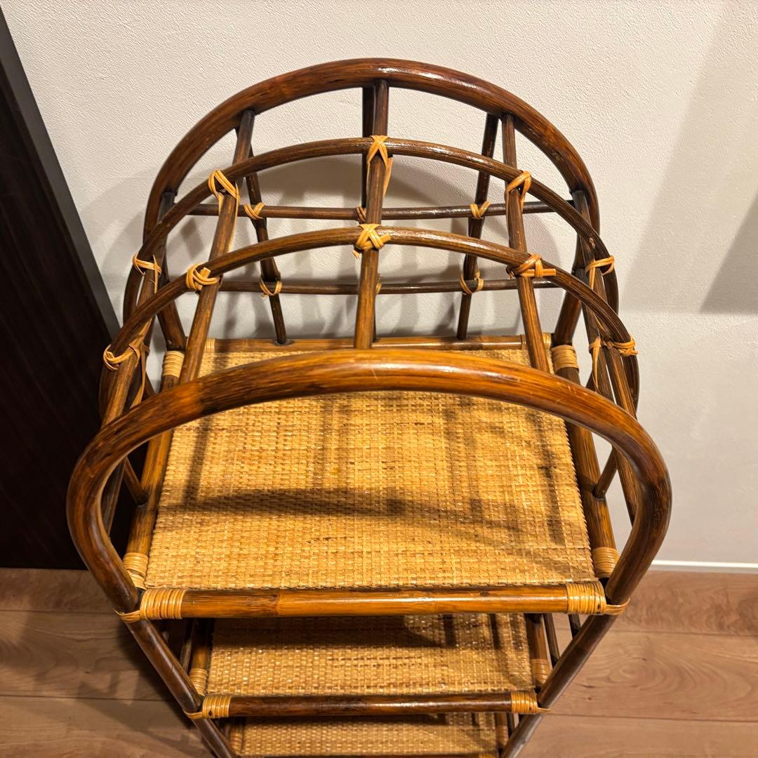 早い者勝ち‼️籐 ラタン ラック シェルフ スタンド 3段 飾り棚 置物台 大型