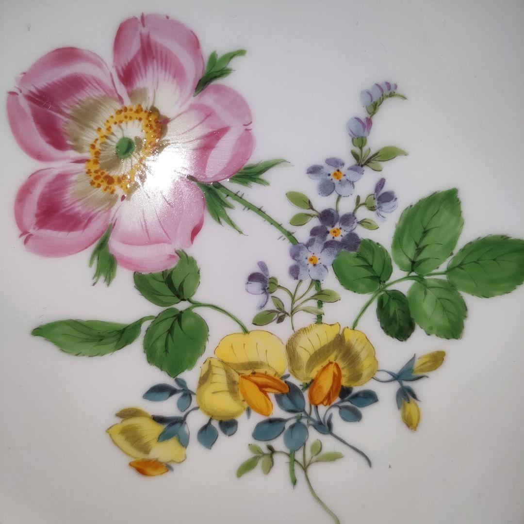 A1284-3/マイセン/金彩色絵花紋透かしプレート/24cm/デザートプレート