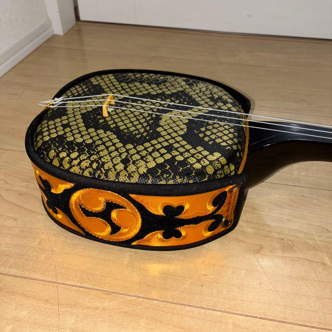 沖縄三味線 本体 人工革　蛇皮　ケース　教則本　DVD セット