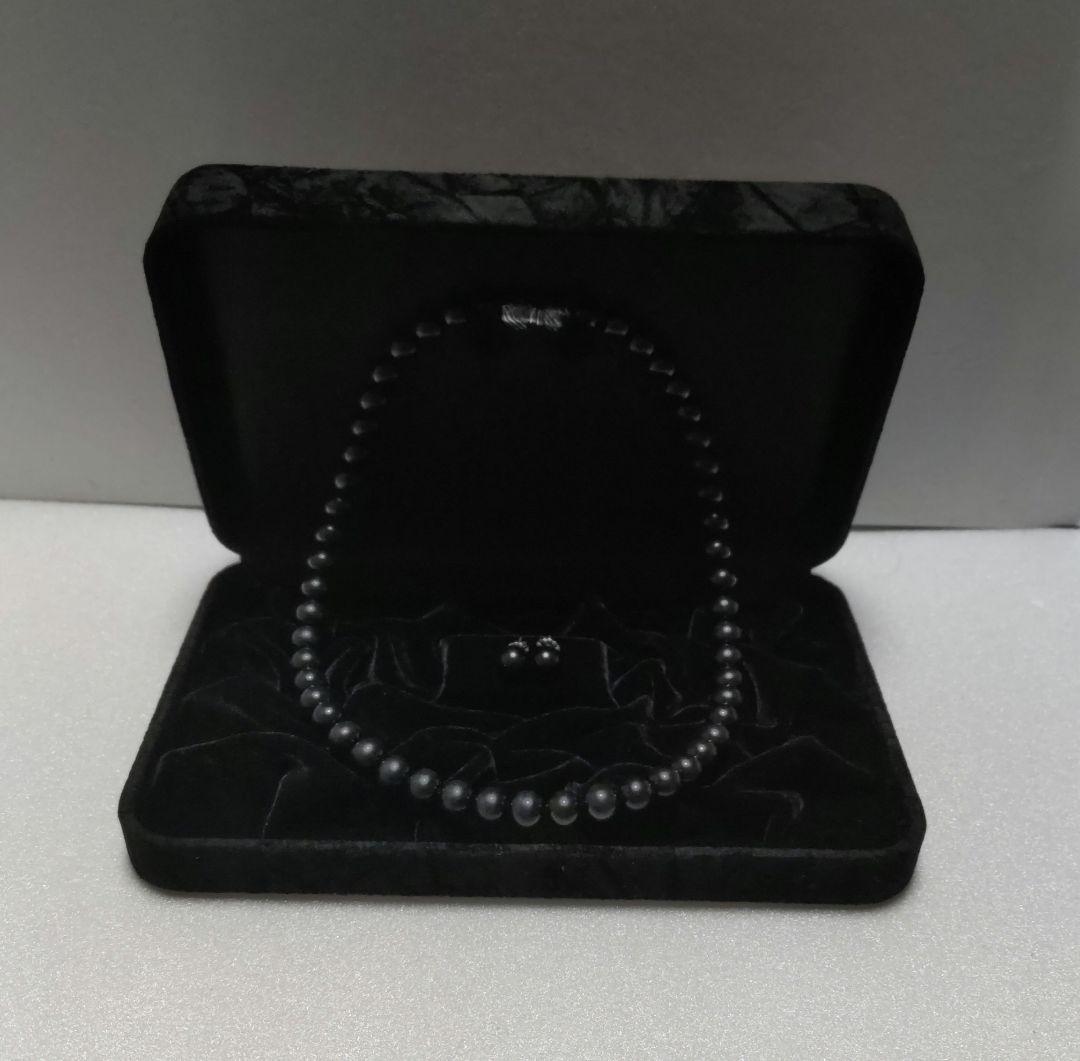 岩佐公式 天然8mm ジェット ネックレス ピアス 2点セット