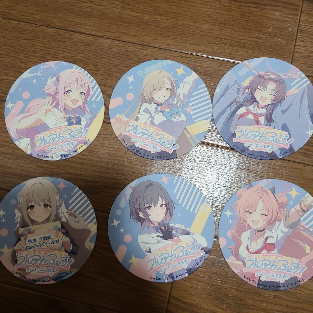 ブルーアーカイブ コースター コンプ 6枚セット ブルアカふぇす 5周年