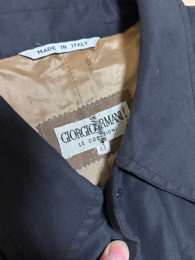90s GIORGIO ARMANI ステンカラーコート バルマカーン 比翼