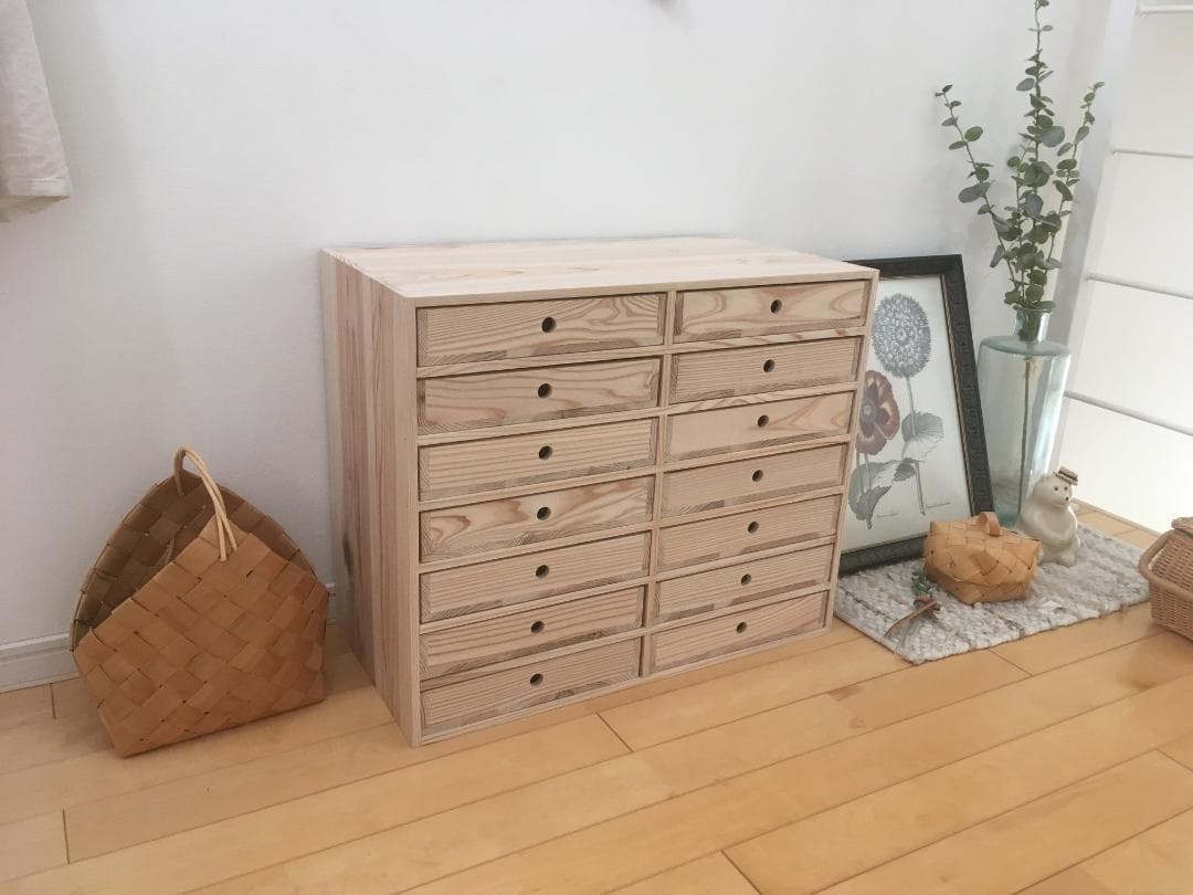 ☆送料無料☆サイズ変更可能☆A4丸穴7段2列引き出し/無垢材☆木製