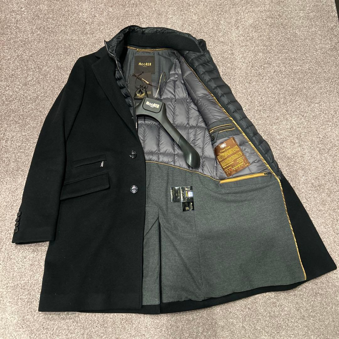 48】MOORERムーレー HARRIS-LEチェスターコート 48 ブラック