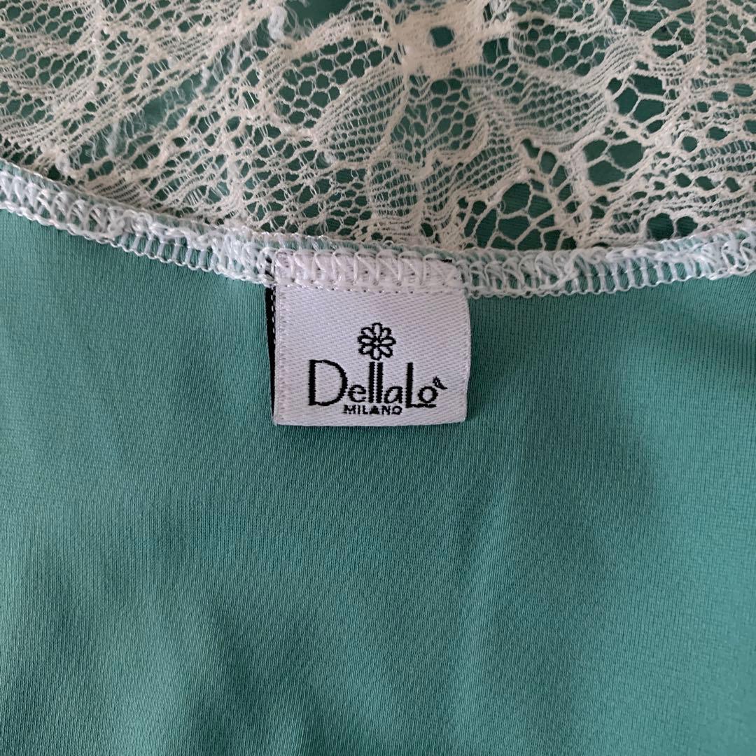 DellaLoMILANO デラロミラノ　M 緑とアイボリーのバレエレオタード
