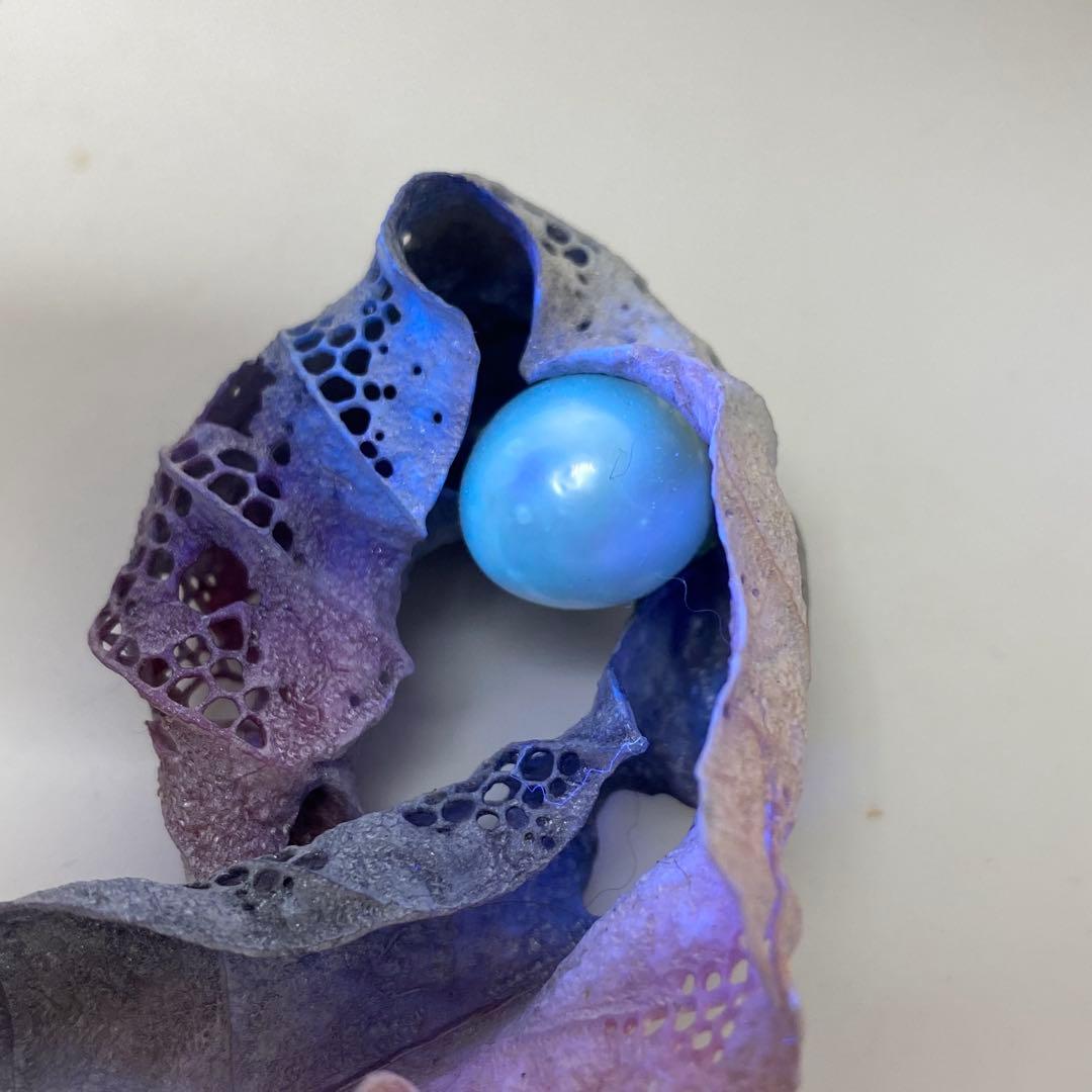 専用　耕堂作　K18刻印大金具　本真珠大玉枯葉ネックレストップ　共箱　13.5g